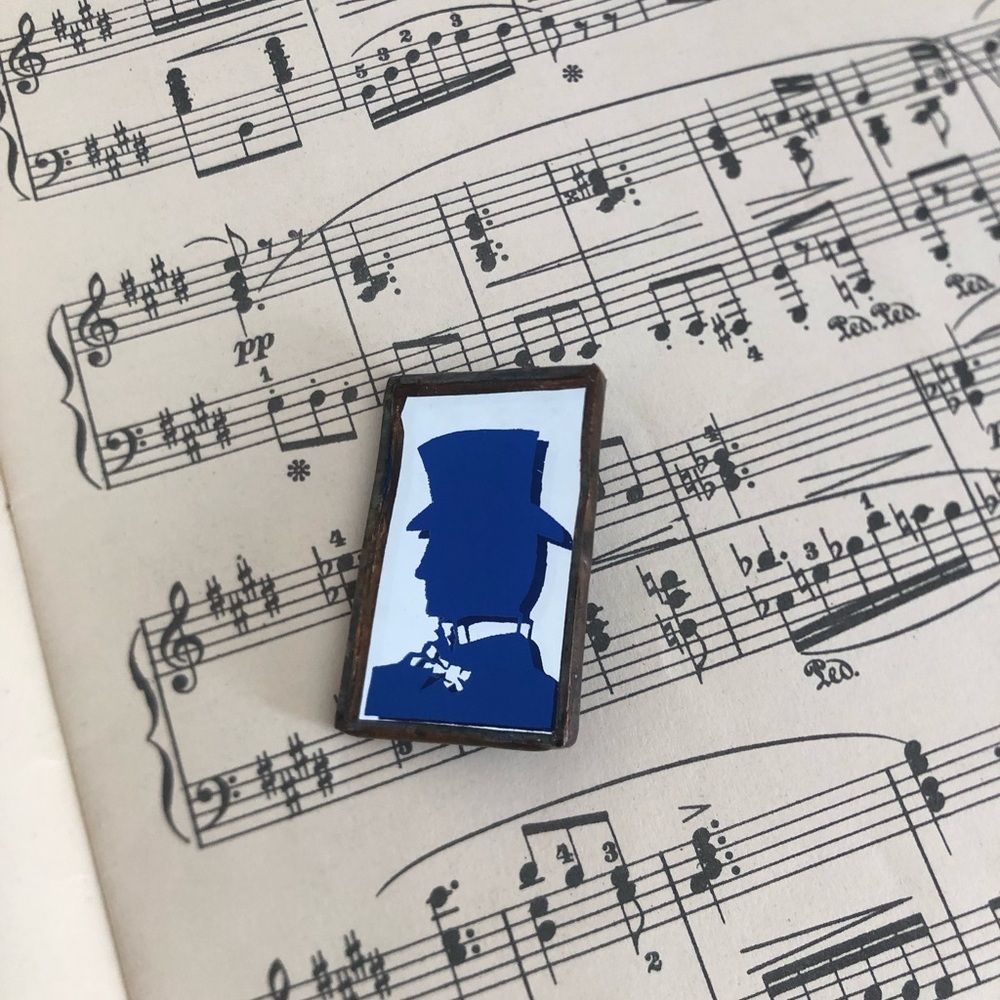 Handmade Vinyl Print Silhouette Mirror Brooch